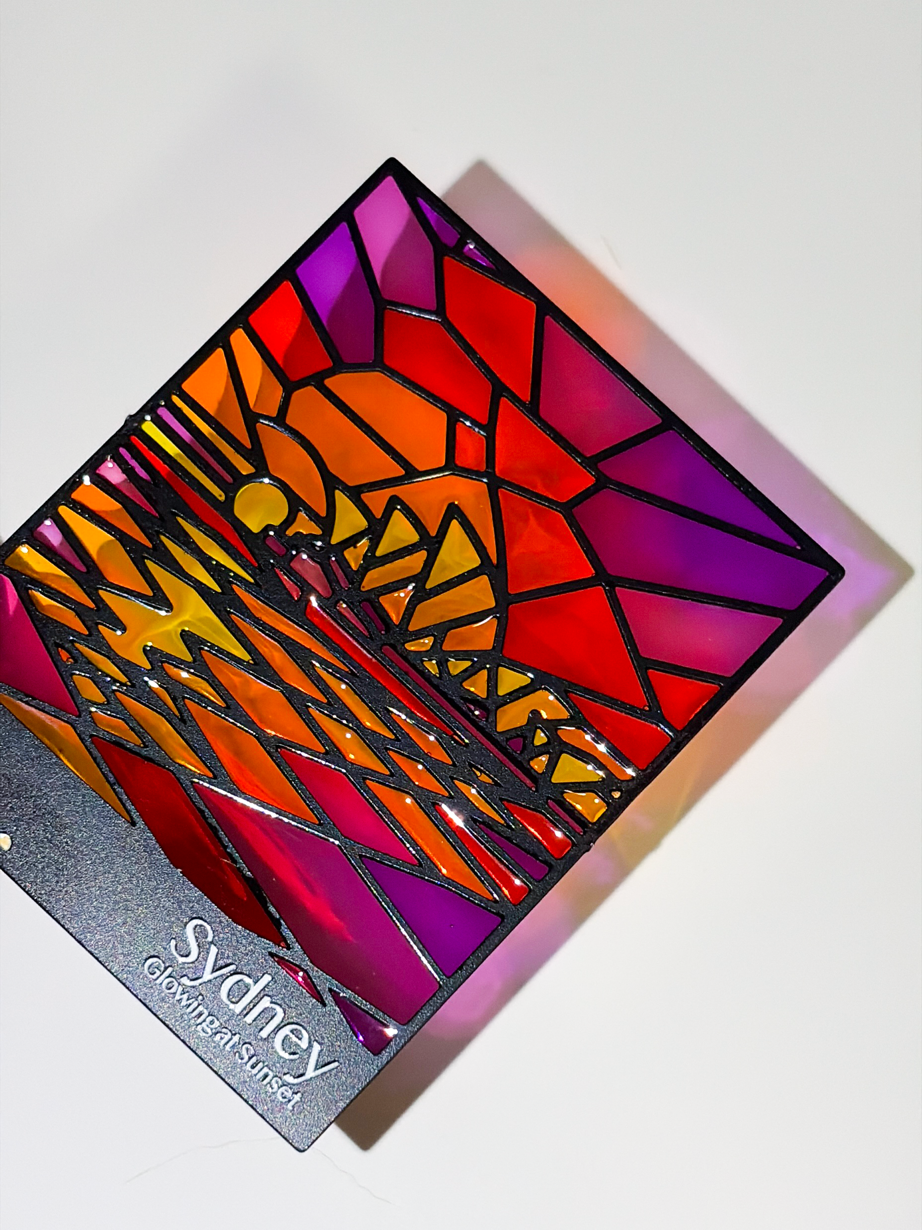SYD Opera House (BLACK) Metal Magnet & Bookmark – Stained Glass SUNSET Souvenir
