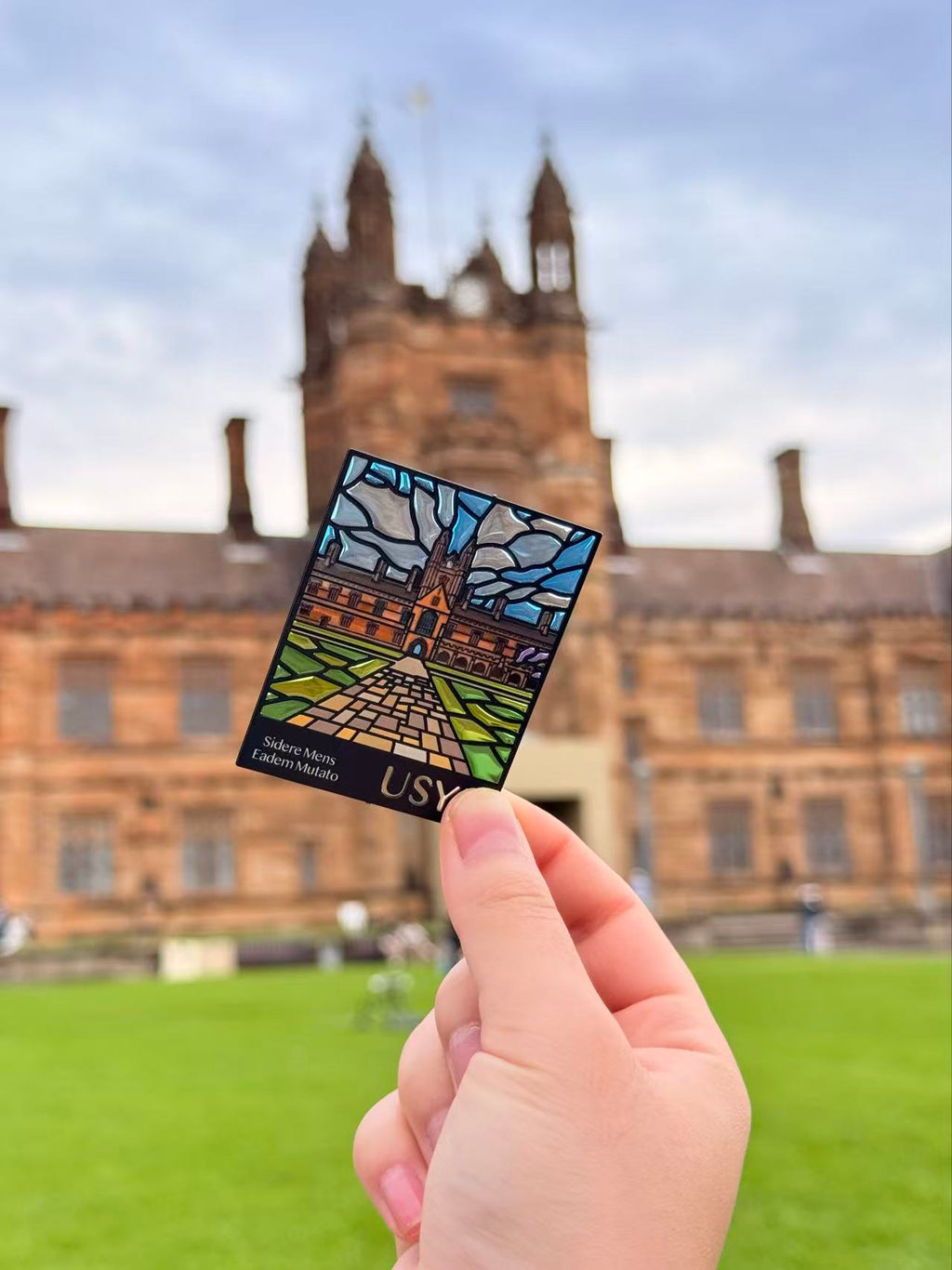 USYD (BLACK/SILVER) Metal Magnet & Bookmark – Stained Glass SUNSET Souvenir