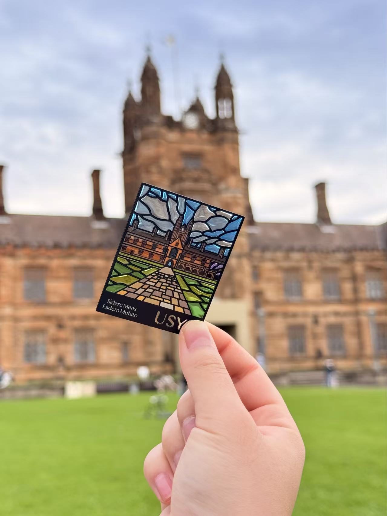 USYD (BLACK/SILVER) Metal Magnet & Bookmark – Stained Glass SUNSET Souvenir