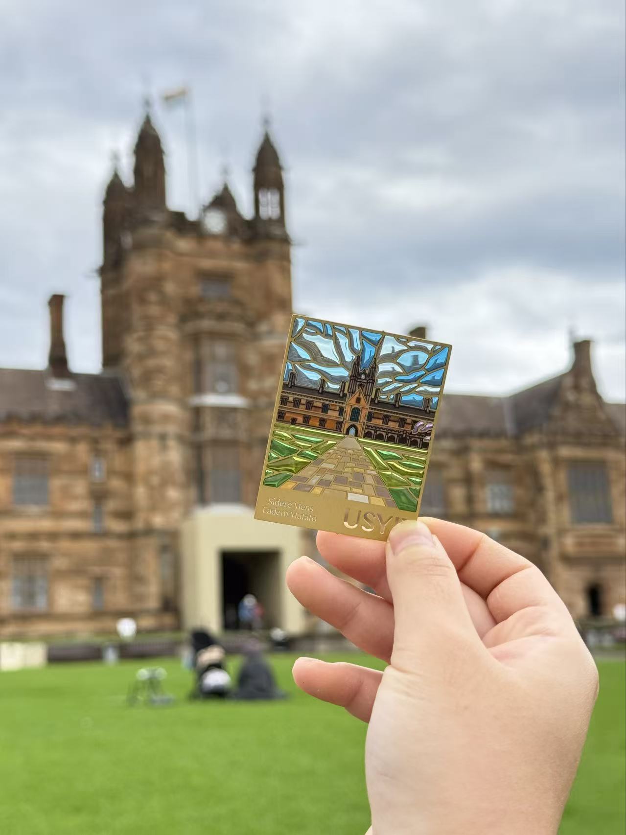 USYD (BLACK/SILVER) Metal Magnet & Bookmark – Stained Glass SUNSET Souvenir