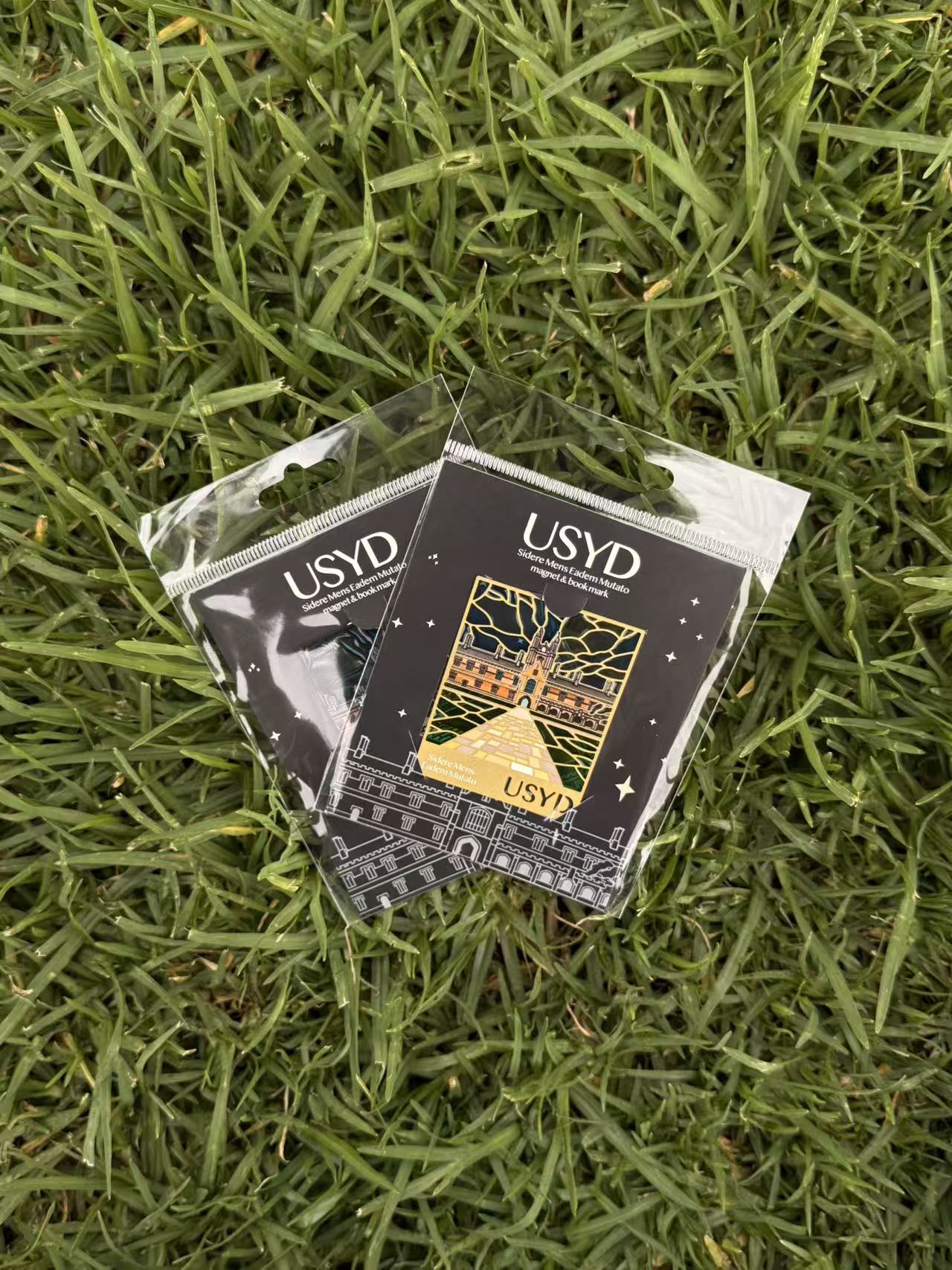USYD (BLACK/SILVER) Metal Magnet & Bookmark – Stained Glass SUNSET Souvenir
