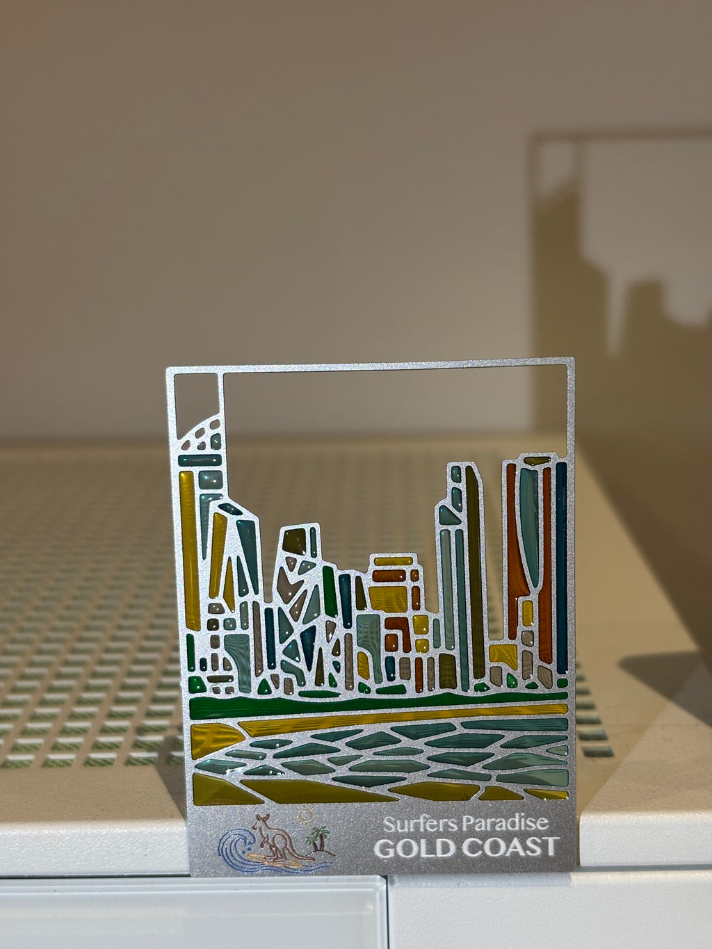 GOLD COAST (BLACK/SILVER/GOLD) Metal Magnet & Bookmark – Stained Glass Souvenir