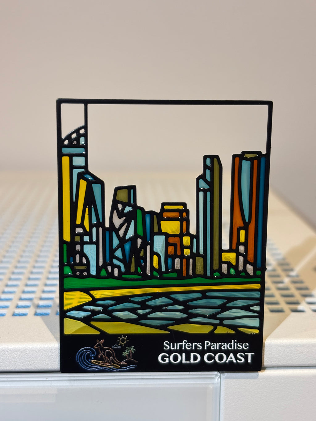 GOLD COAST (BLACK/SILVER/GOLD) Metal Magnet & Bookmark – Stained Glass Souvenir