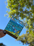 Bondi Beach (Black/Silver) Metal Magnet & Bookmark – Stained Glass Moonlight Souvenir | Black or Silver Frame