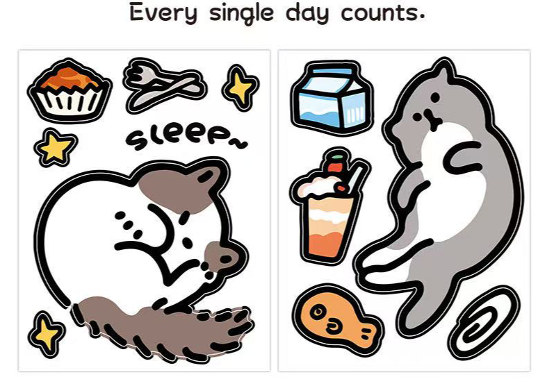 Deco Stickers -Sleep Lying Cat